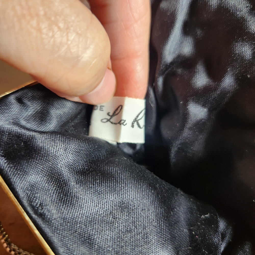 Vintage La Regale Kiss Lock Clam Shell Black Beaded Floral Evening Bag W Chain - Picture 2 of 14